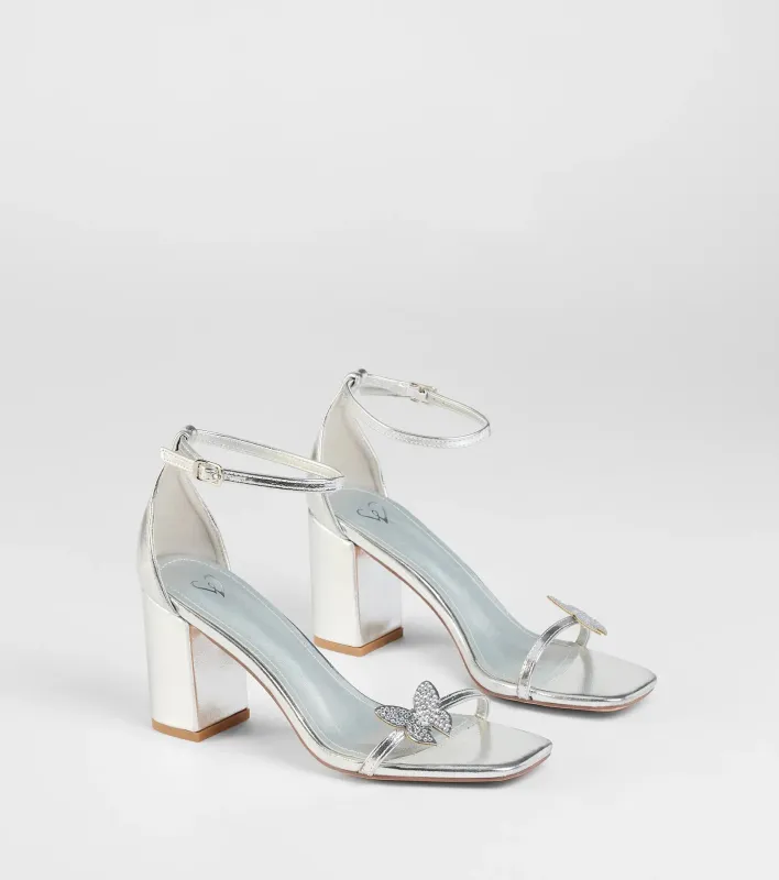 Fly Girl Butterfly Metallic Block Heels sold by Windsor