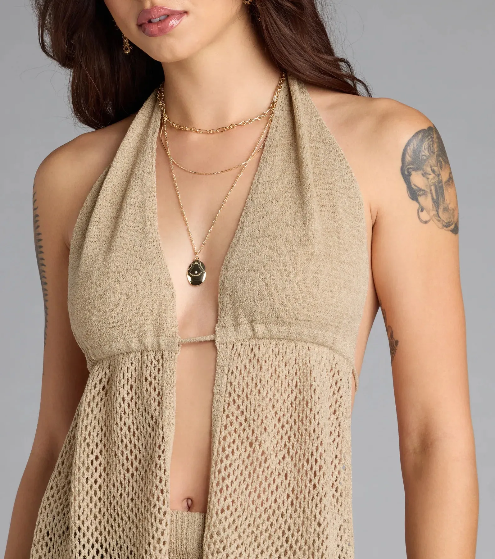 Feelin' Boho Halter Open Back Knit Top sold by Windsor product image thumbnail 4