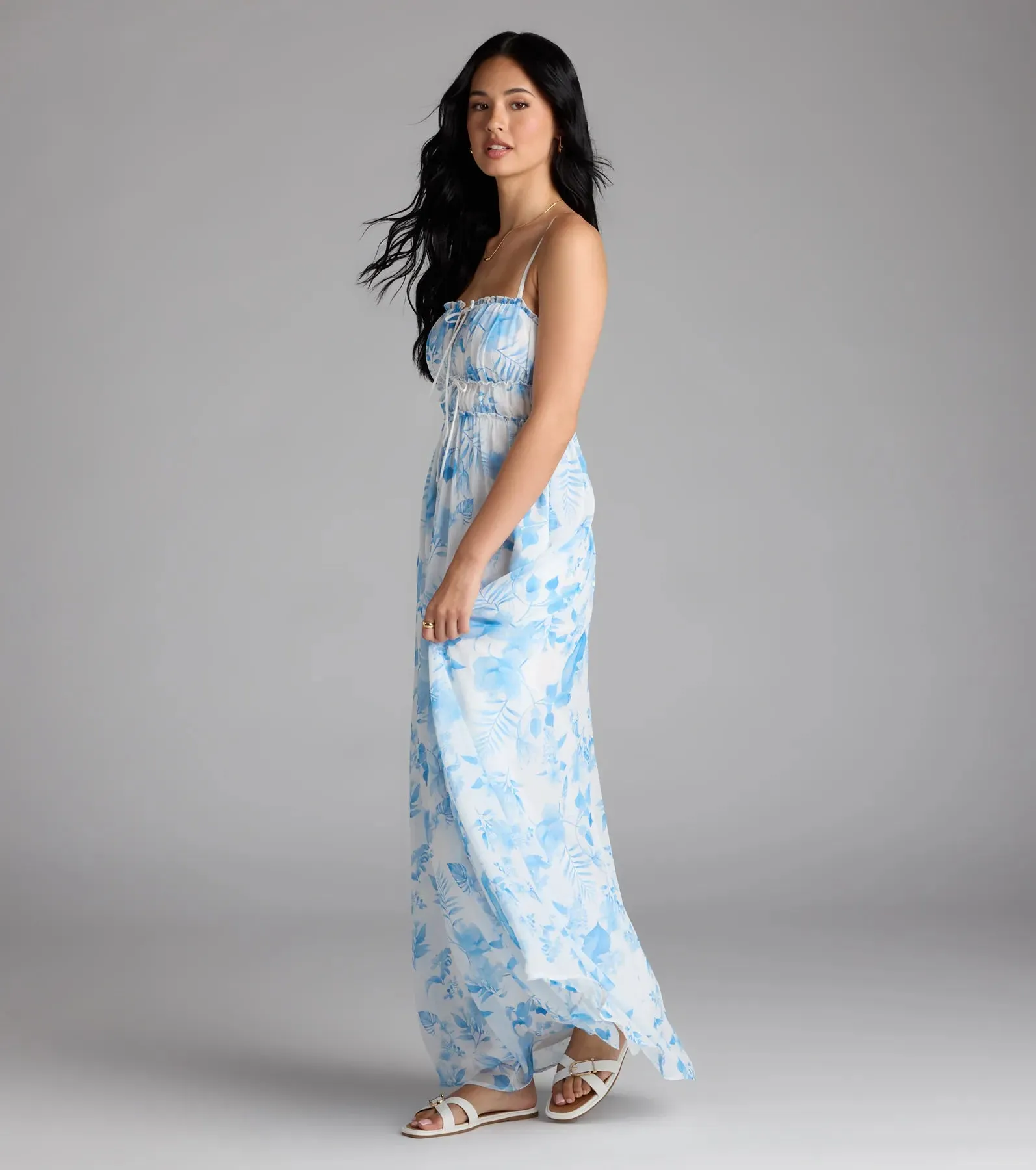 Sweet Beauty Floral A-Line Chiffon Maxi Dress sold by Windsor product image thumbnail 4