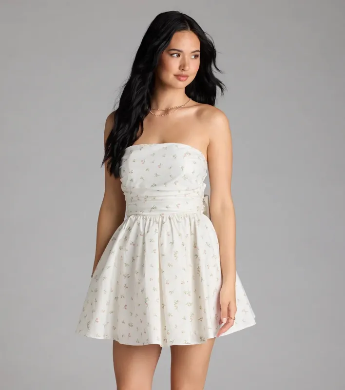 Loveliest Of Them All Bow Floral Skater Dress sold by Windsor