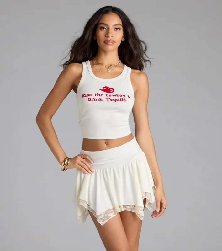 All Love High-Rise Lace Trim Skort sold by Windsor