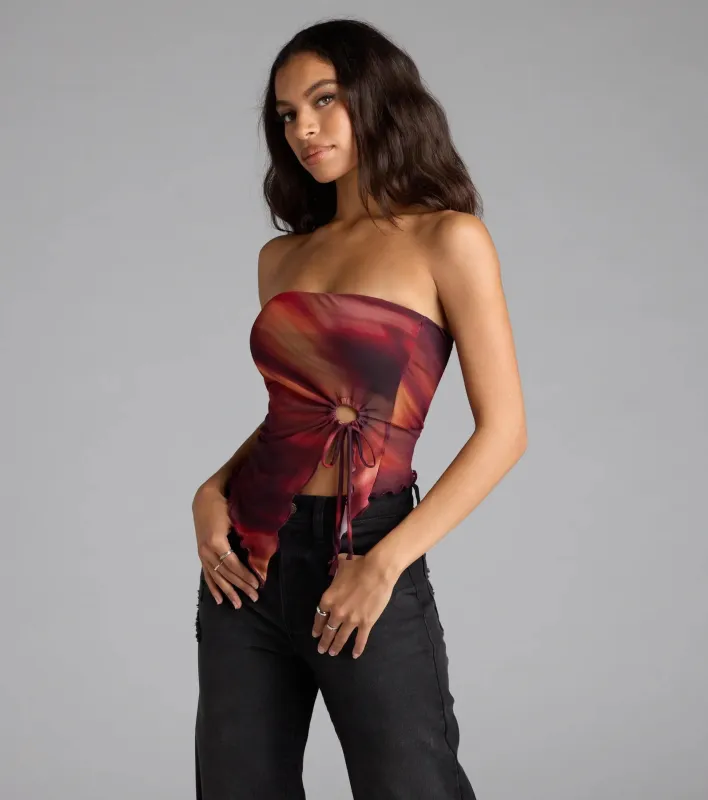 So Fly Abstract Slit Crop Top sold by Windsor