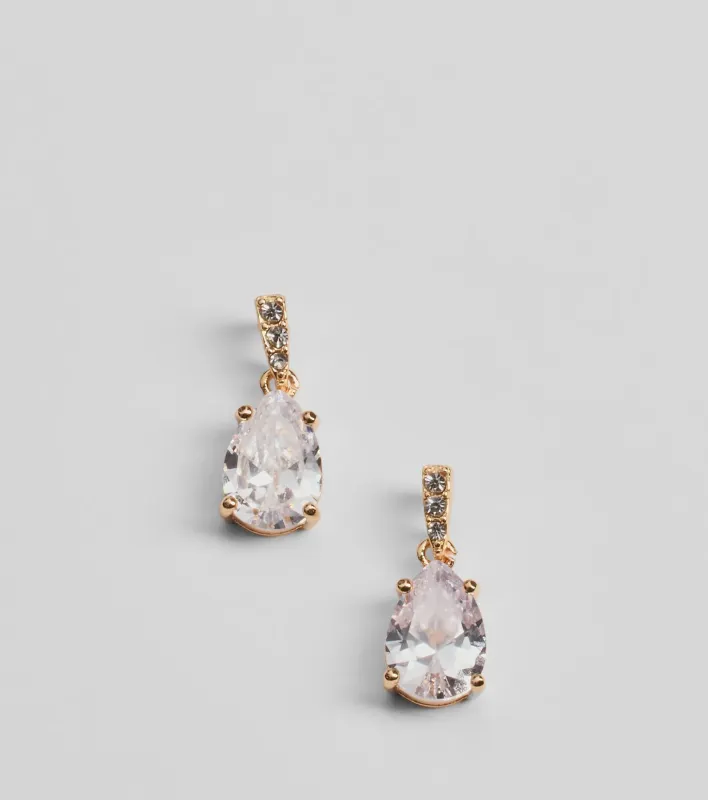Dainty Sparkle Rhinestone Teardrop Stud Earrings sold by Windsor