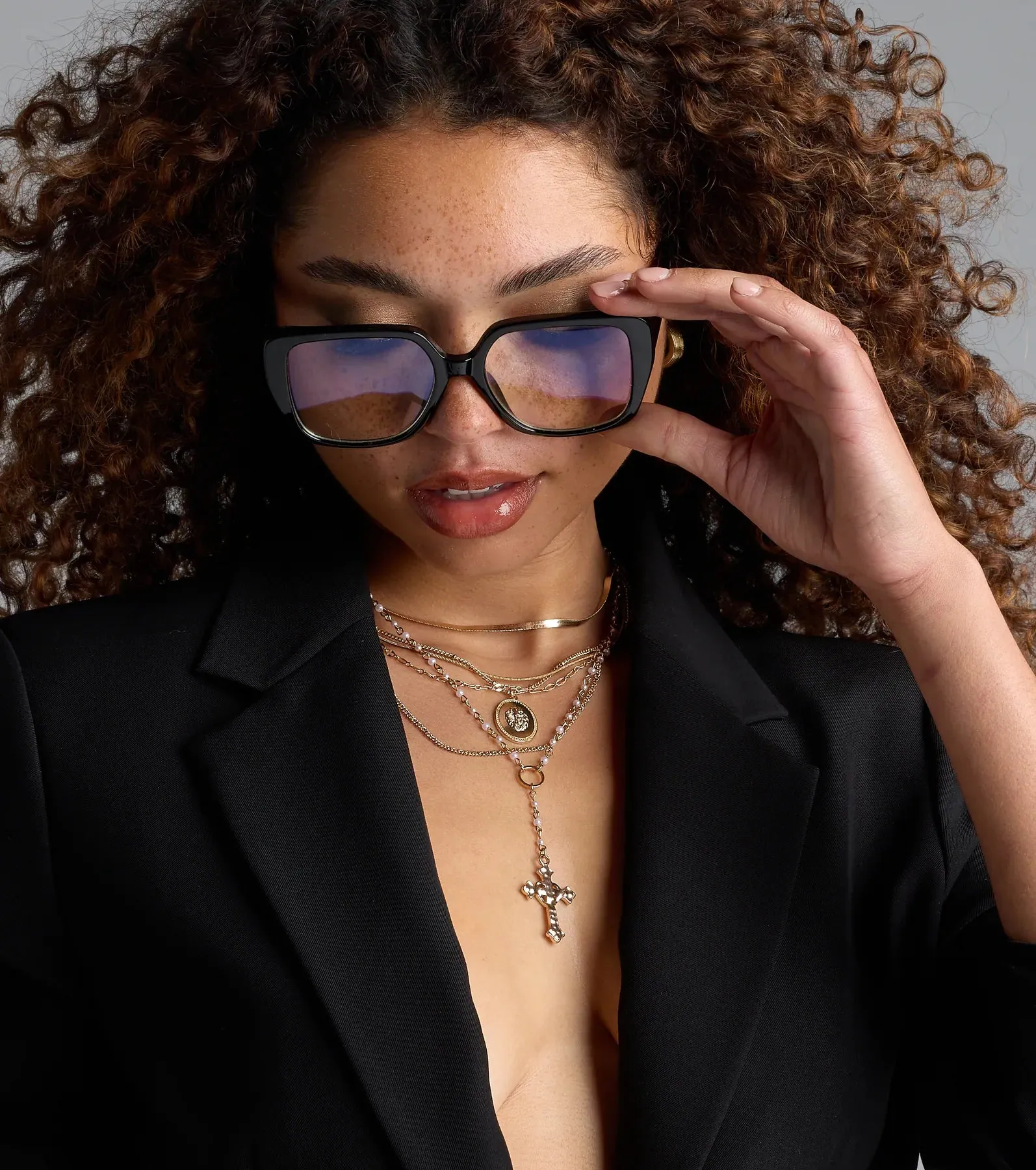 Chic Fave Oversized Blue Light Glasses sold by Windsor product image thumbnail 3