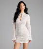 Looking Lovely Lace Bell Sleeve Mini Dress sold by Windsor