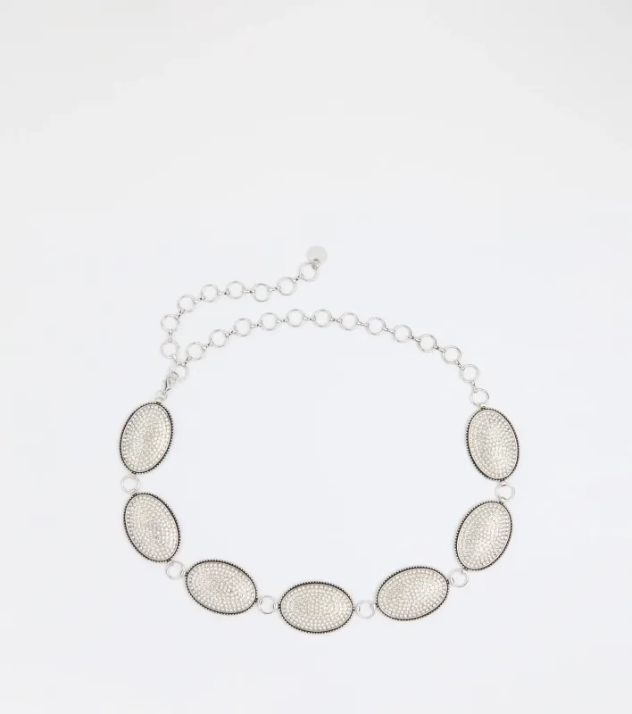 Glam Out West Rhinestone Concho Chain Belt sold by Windsor