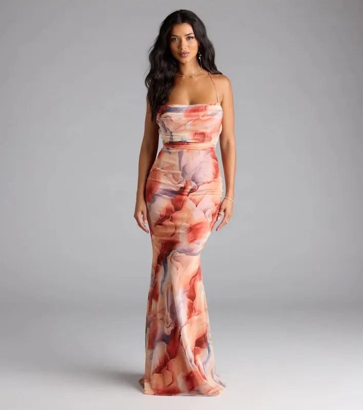 Korey Lace-Up Mermaid Abstract Formal Dress sold by Windsor