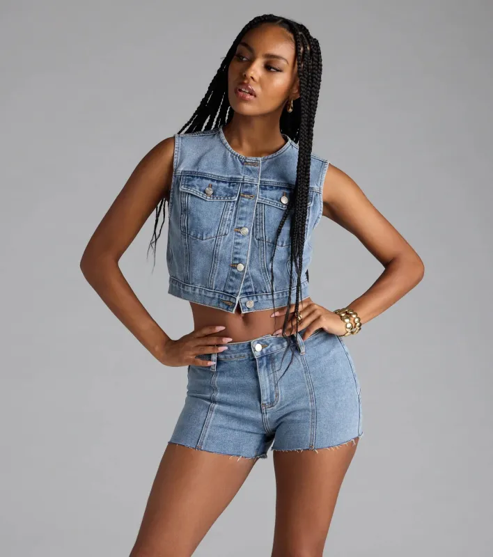 Trendy Mood Cropped Denim Vest sold by Windsor