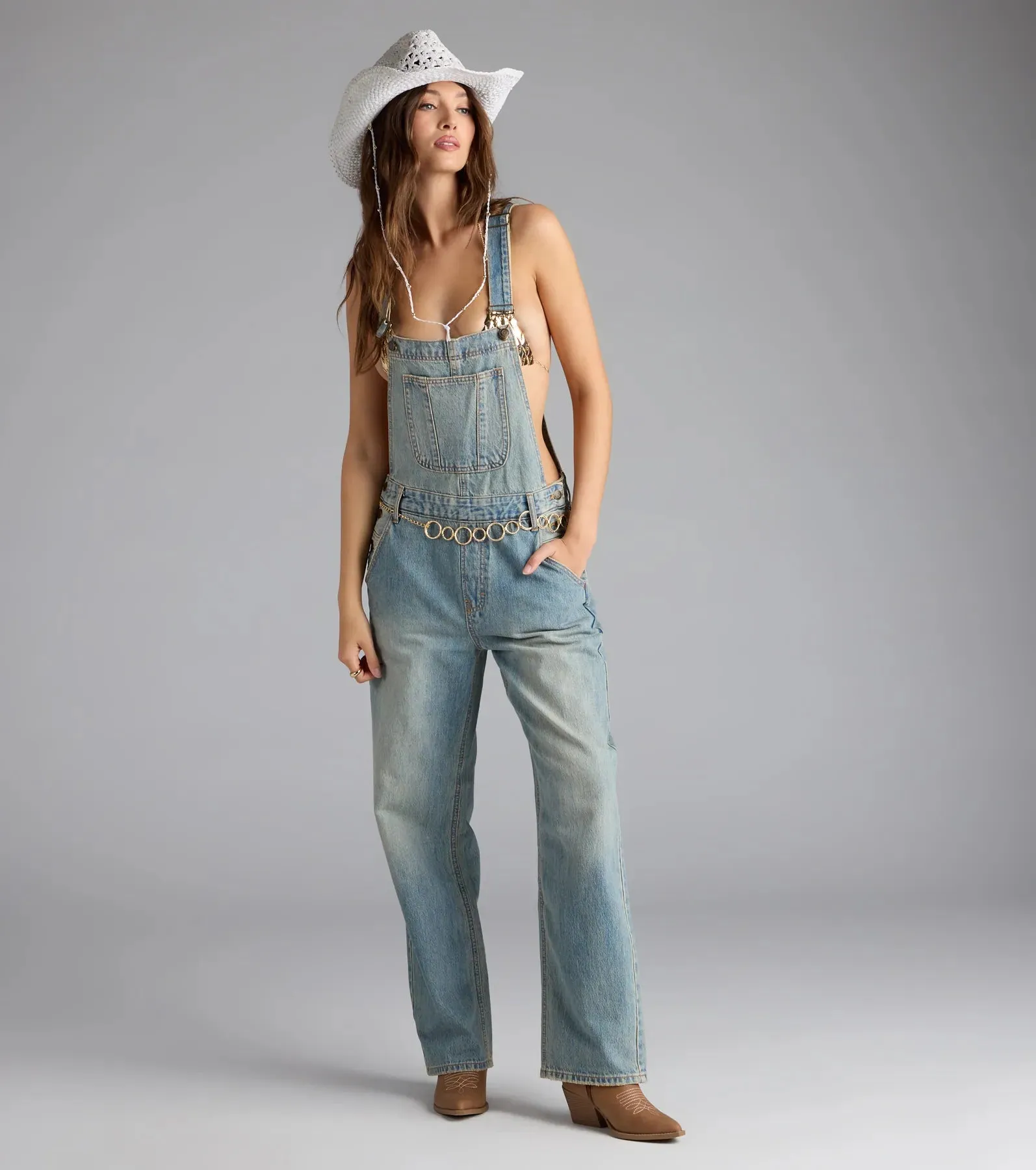 Casual Babe Tinted Denim Overalls sold by Windsor