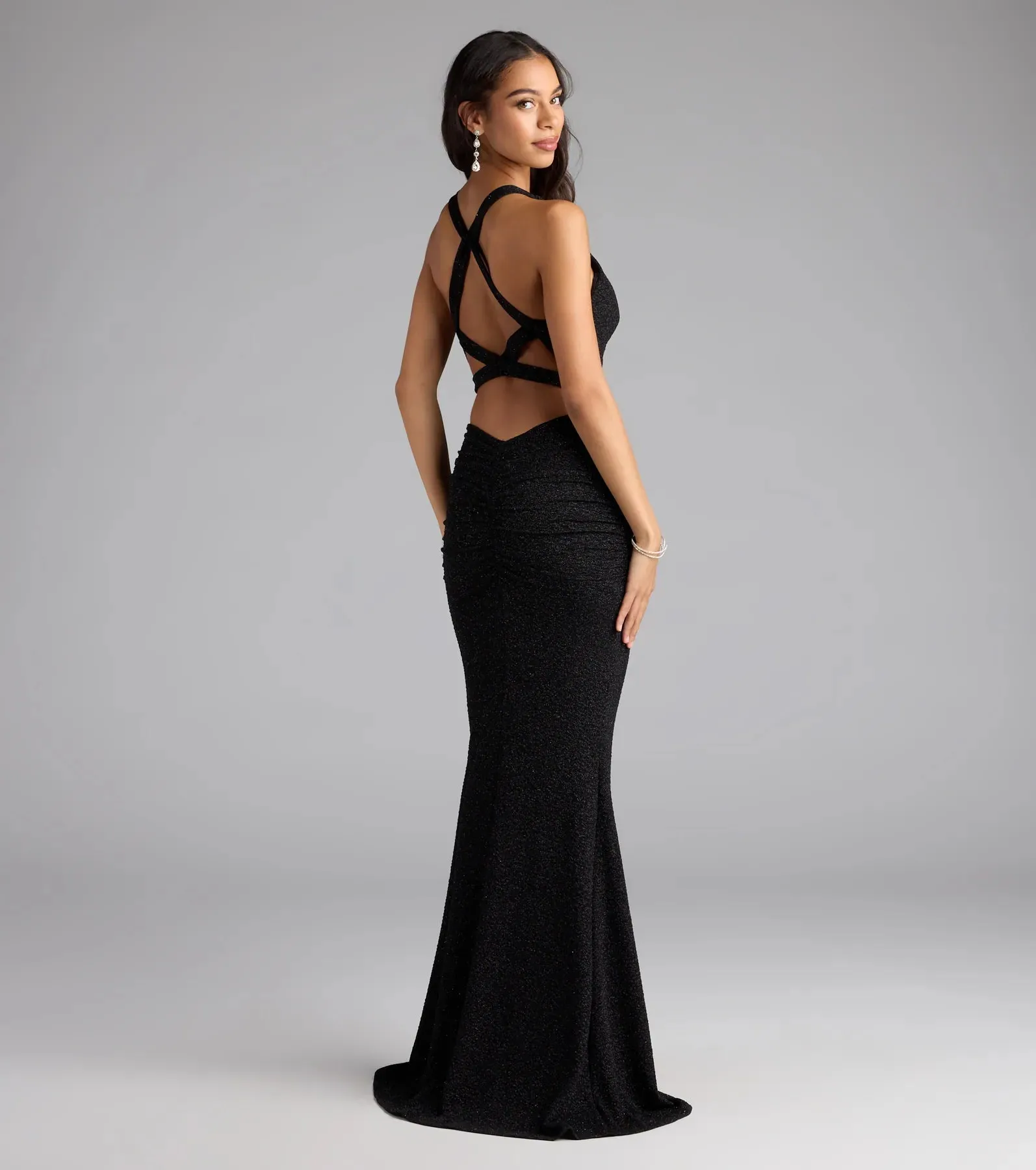 Corinne Glitter Knit Strappy Back Mermaid Dress sold by Windsor product image thumbnail 2