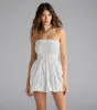 Effortless Eyelet Bubble Hem Mini Dress sold by Windsor