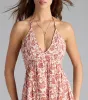 Sunny Days Floral Halter Skater Dress sold by Windsor