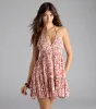 Sunny Days Floral Halter Skater Dress sold by Windsor