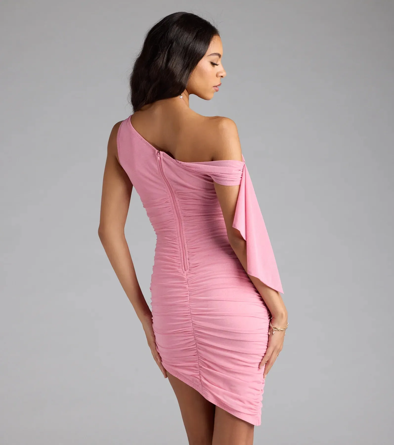 Style Icon Ruffled One-Shoulder Mini Dress sold by Windsor product image thumbnail 2