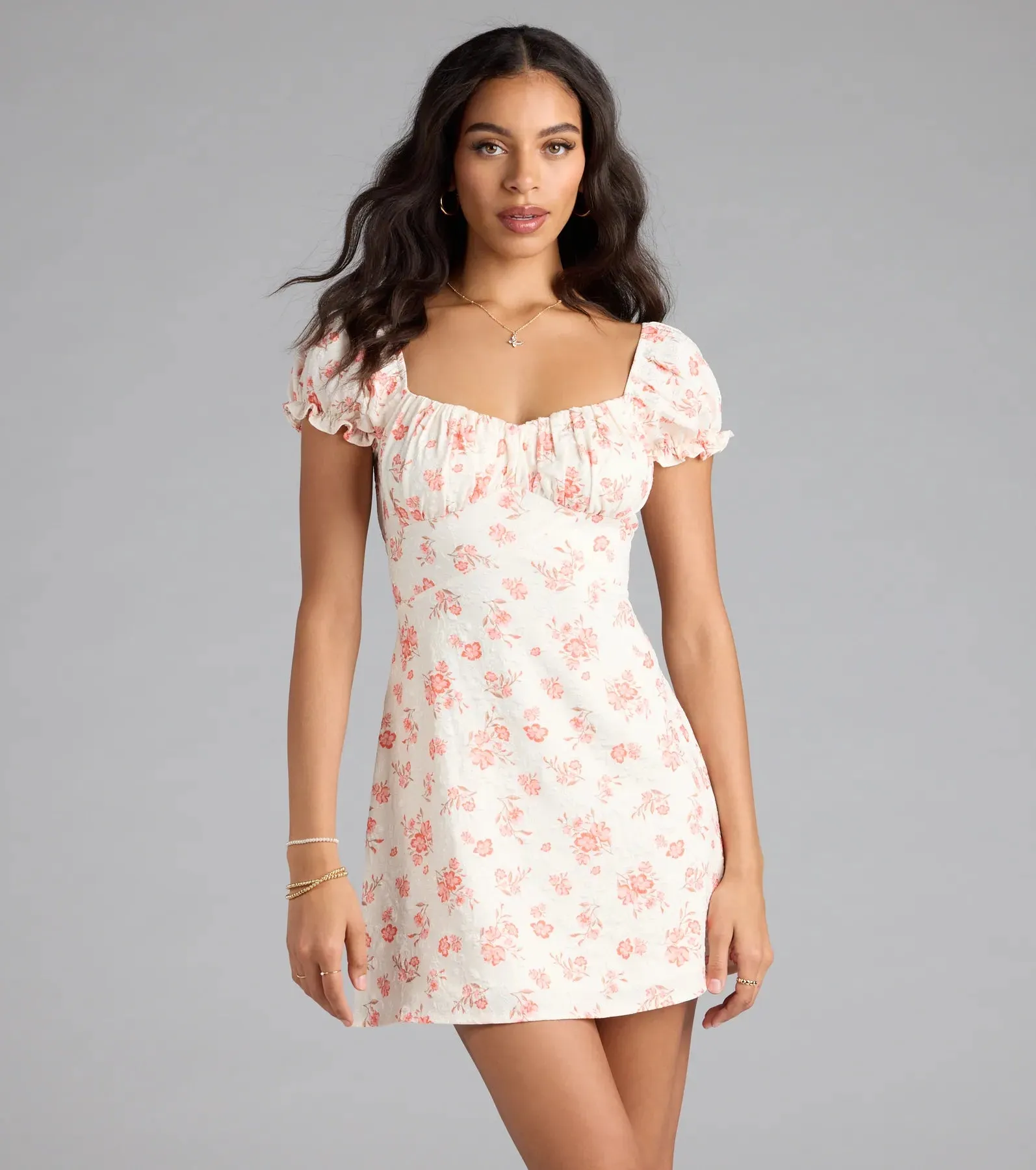 Floral Bliss A-Line Bow Mini Dress sold by Windsor