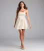Crowd Pleaser Satin Skater Dress sold by Windsor