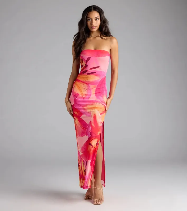 Island Time Tropical Floral Mesh Maxi Dress sold by Windsor