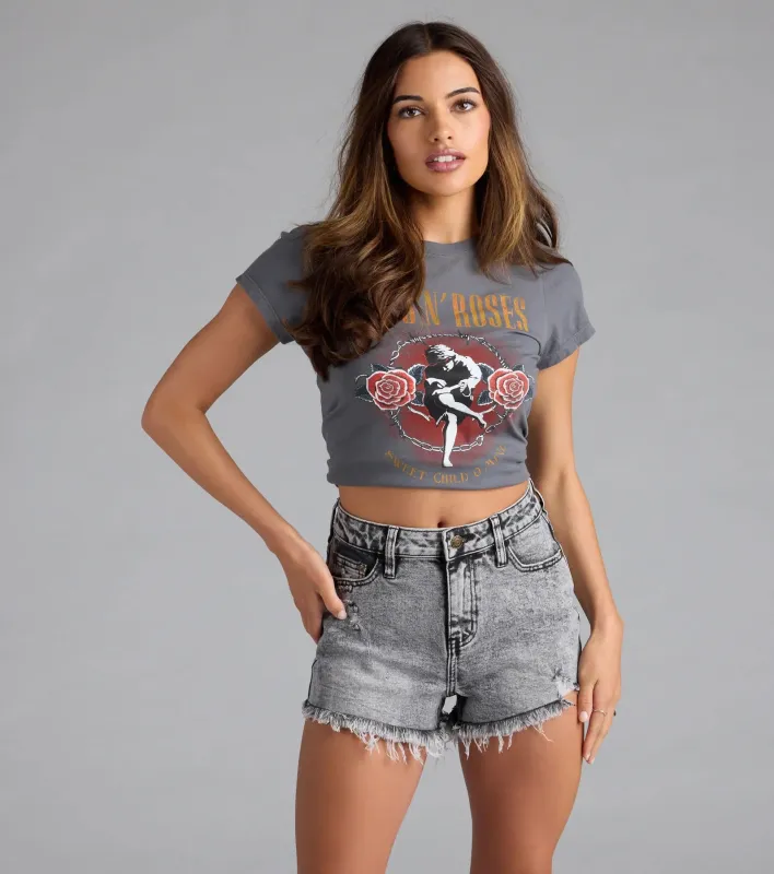 Cool Edge High-Rise Distressed Denim Shorts sold by Windsor
