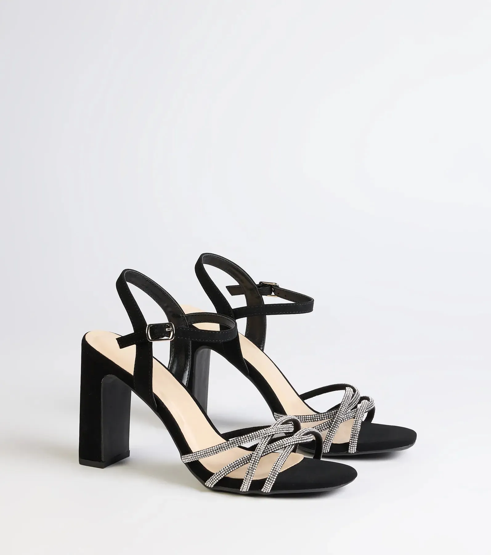 Classic Sparkle Rhinestone Strappy Block Heels sold by Windsor
