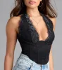 Gorgeous Night Lace Trim Corset Halter Top sold by Windsor