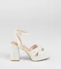 Resort Ready Eyelet Linen Platform Block Heels sold by Windsor
