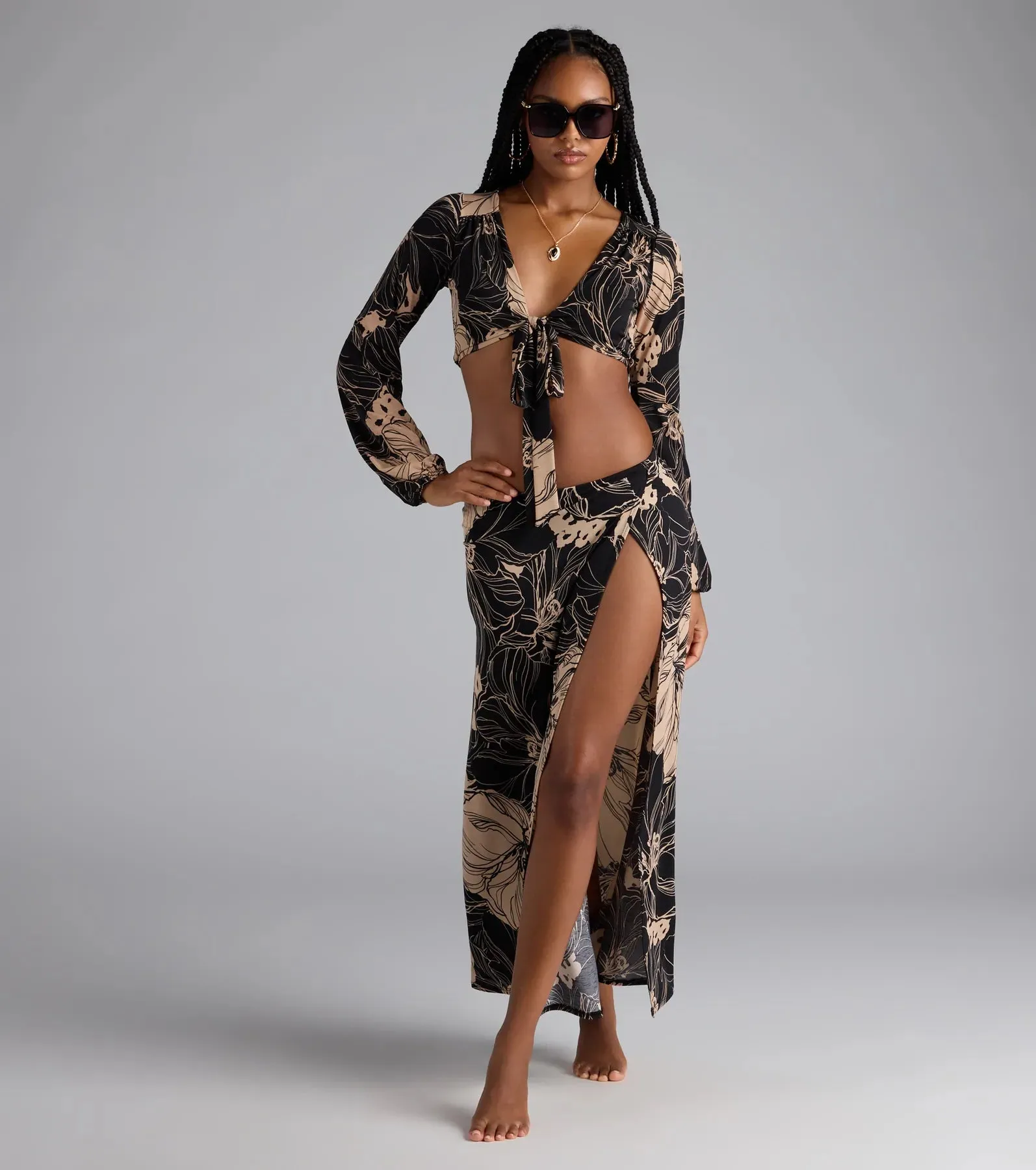 Under The Sun Tropical Tie-Front Crop Top sold by Windsor product image thumbnail 3