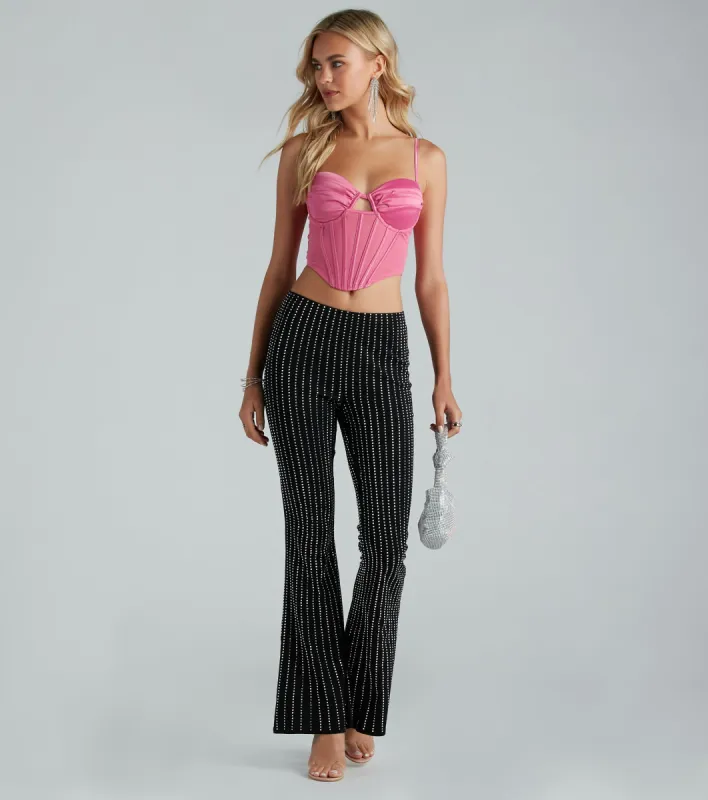 Flare For Glam Mid Rise Rhinestone Pants sold by Windsor