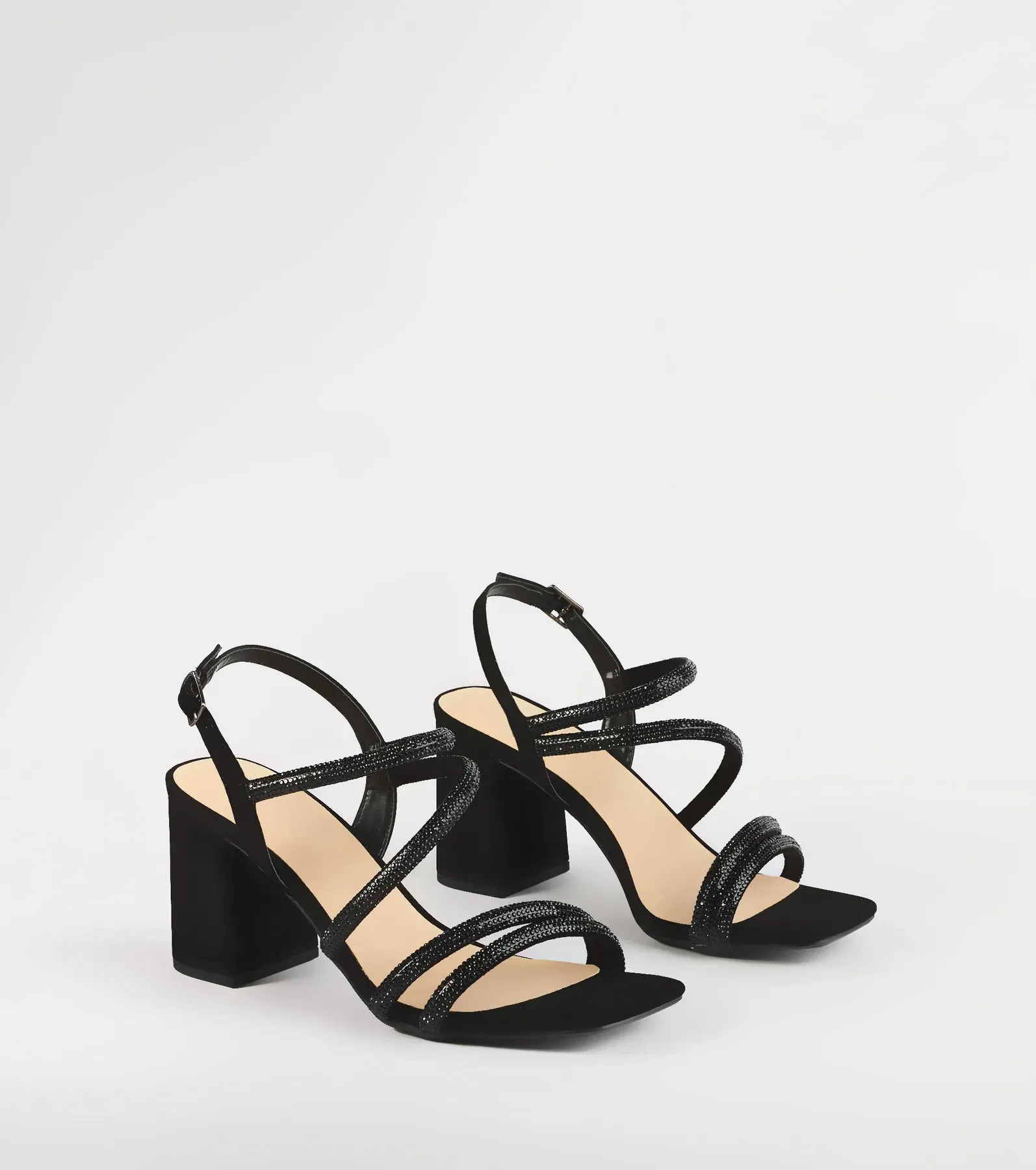 Chic Glimmer Rhinestone Strappy Block Heels sold by Windsor