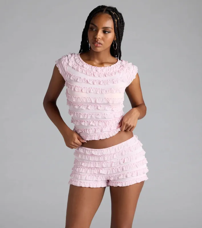Summer Spice Lace-Up Ruffle Crop Top sold by Windsor