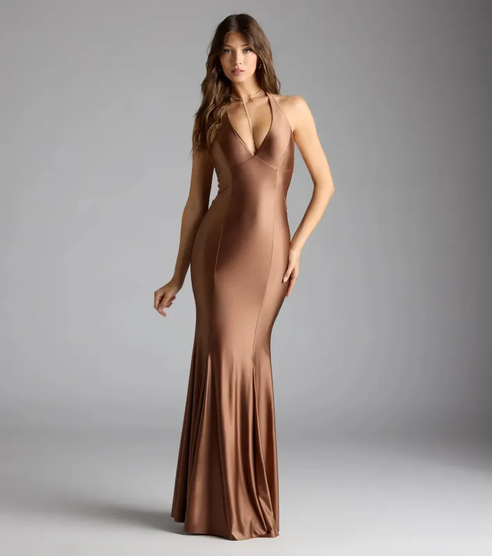 Jen V-Neck Halter Mermaid Formal Dress sold by Windsor
