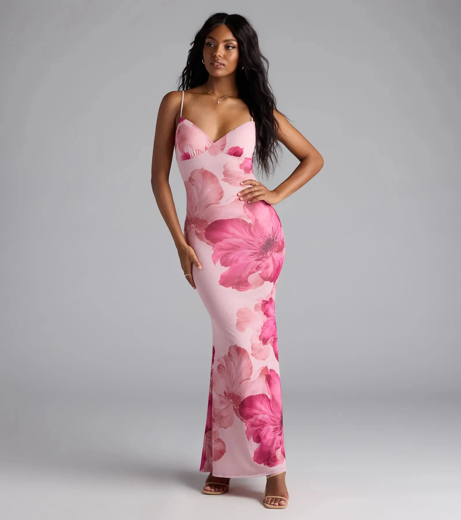 Vacay Muse Floral Mesh Maxi Dress sold by Windsor