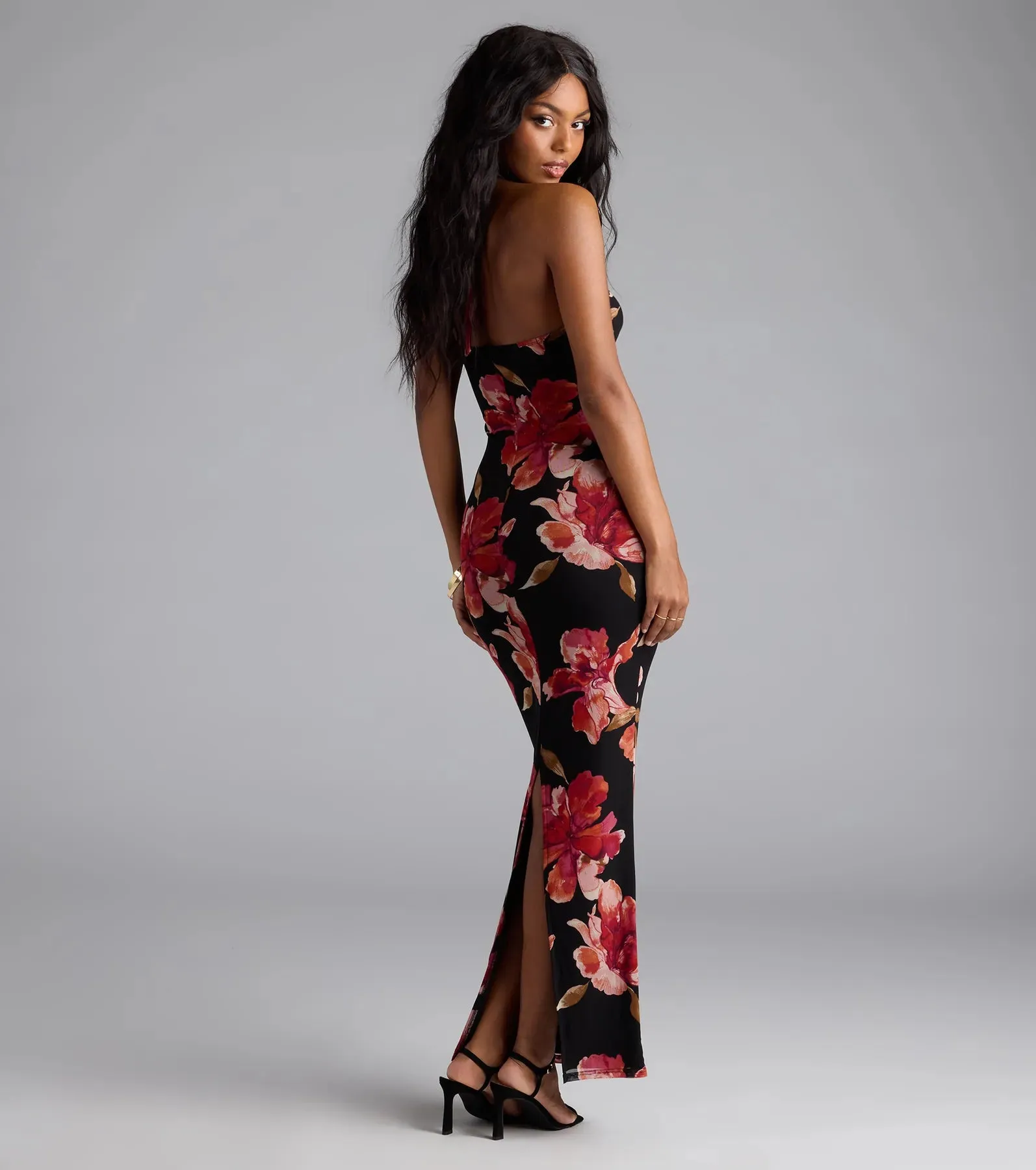 Gorgeous Soul Floral Halter Bodycon Maxi Dress sold by Windsor product image thumbnail 2