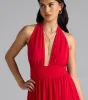 Bold Babe Halter Plunge Neck Romper sold by Windsor