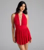 Bold Babe Halter Plunge Neck Romper sold by Windsor