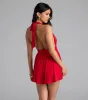 Bold Babe Halter Plunge Neck Romper sold by Windsor