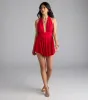 Bold Babe Halter Plunge Neck Romper sold by Windsor
