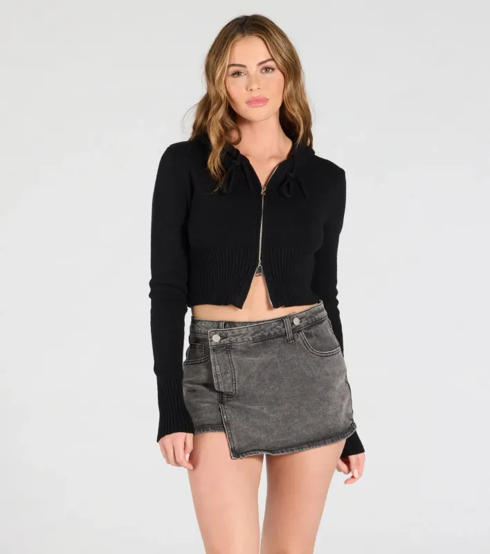 City Slicker High-Rise Faux Wrap Denim Skort sold by Windsor