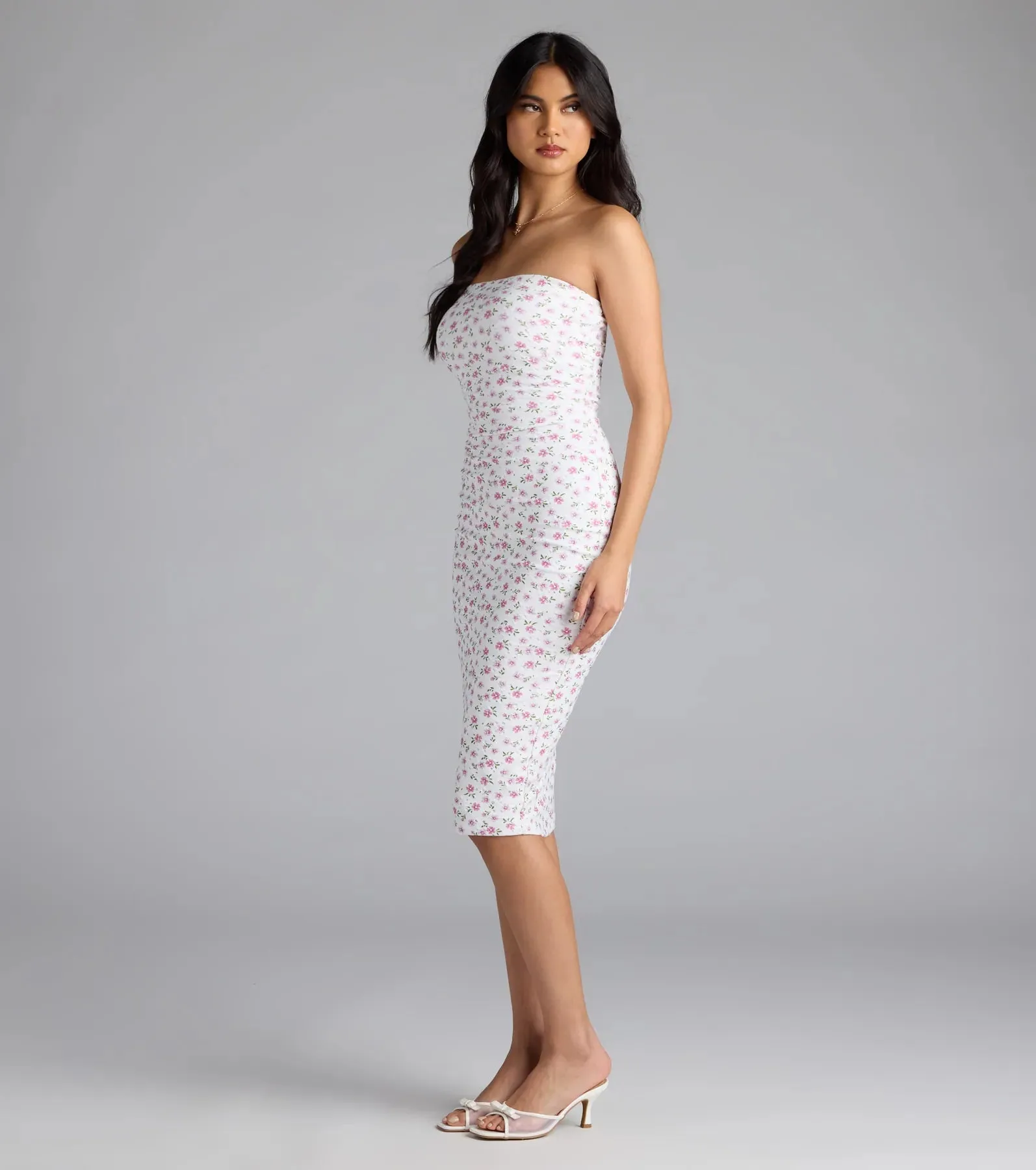 Sweetly Sultry Floral Bodycon Midi Dress sold by Windsor product image thumbnail 4