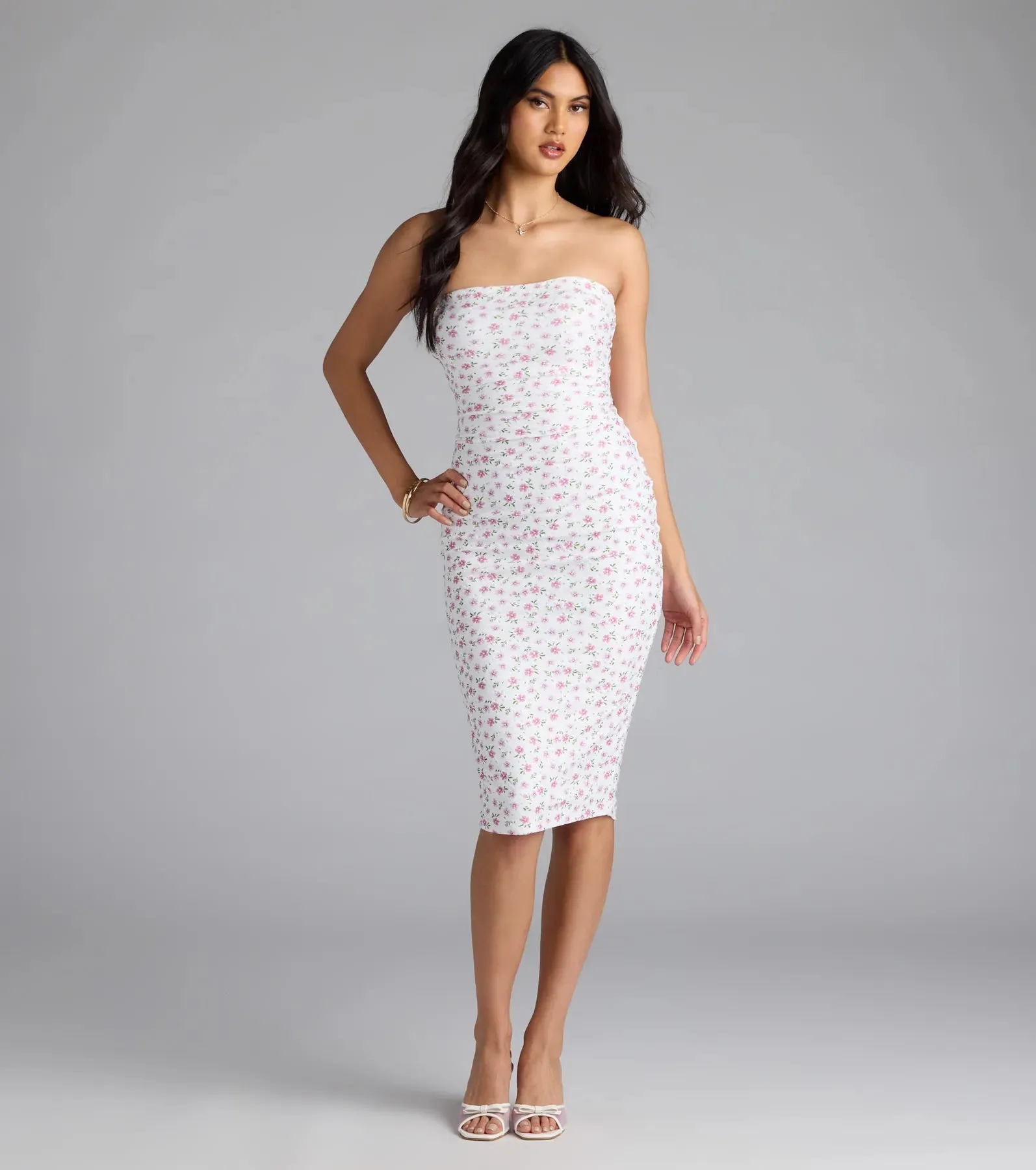 Sweetly Sultry Floral Bodycon Midi Dress sold by Windsor