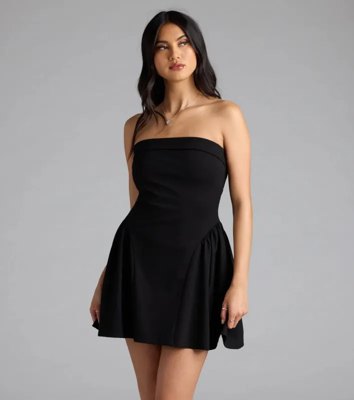 Soiree Ready Strapless Crepe Skater Mini Dress sold by Windsor
