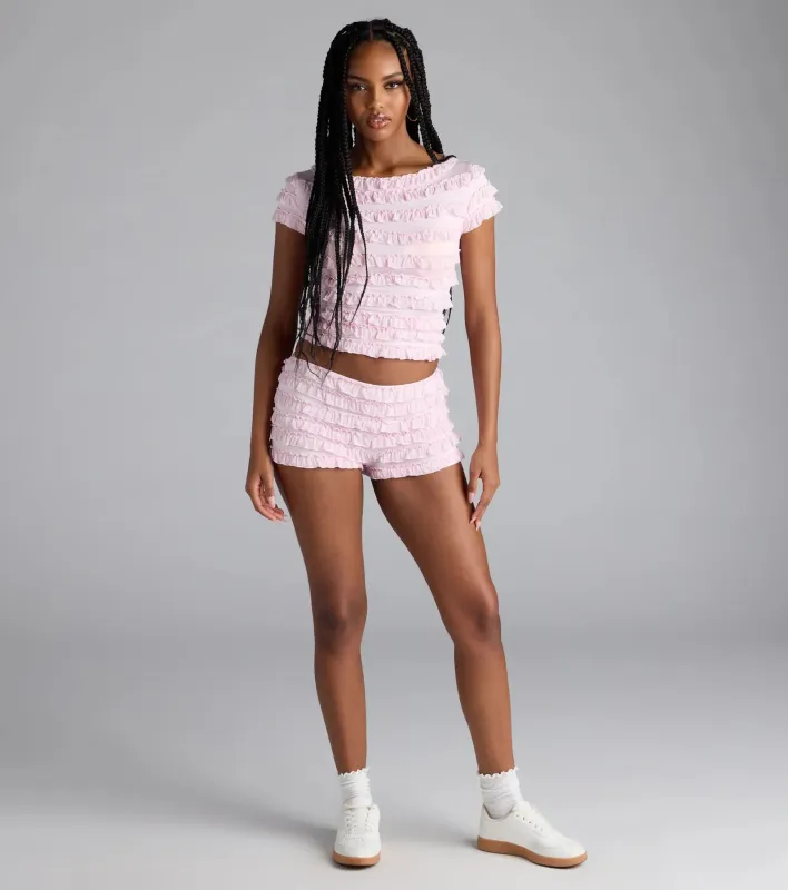 Summer Spice Low-Rise Ruffle Hot Shorts sold by Windsor