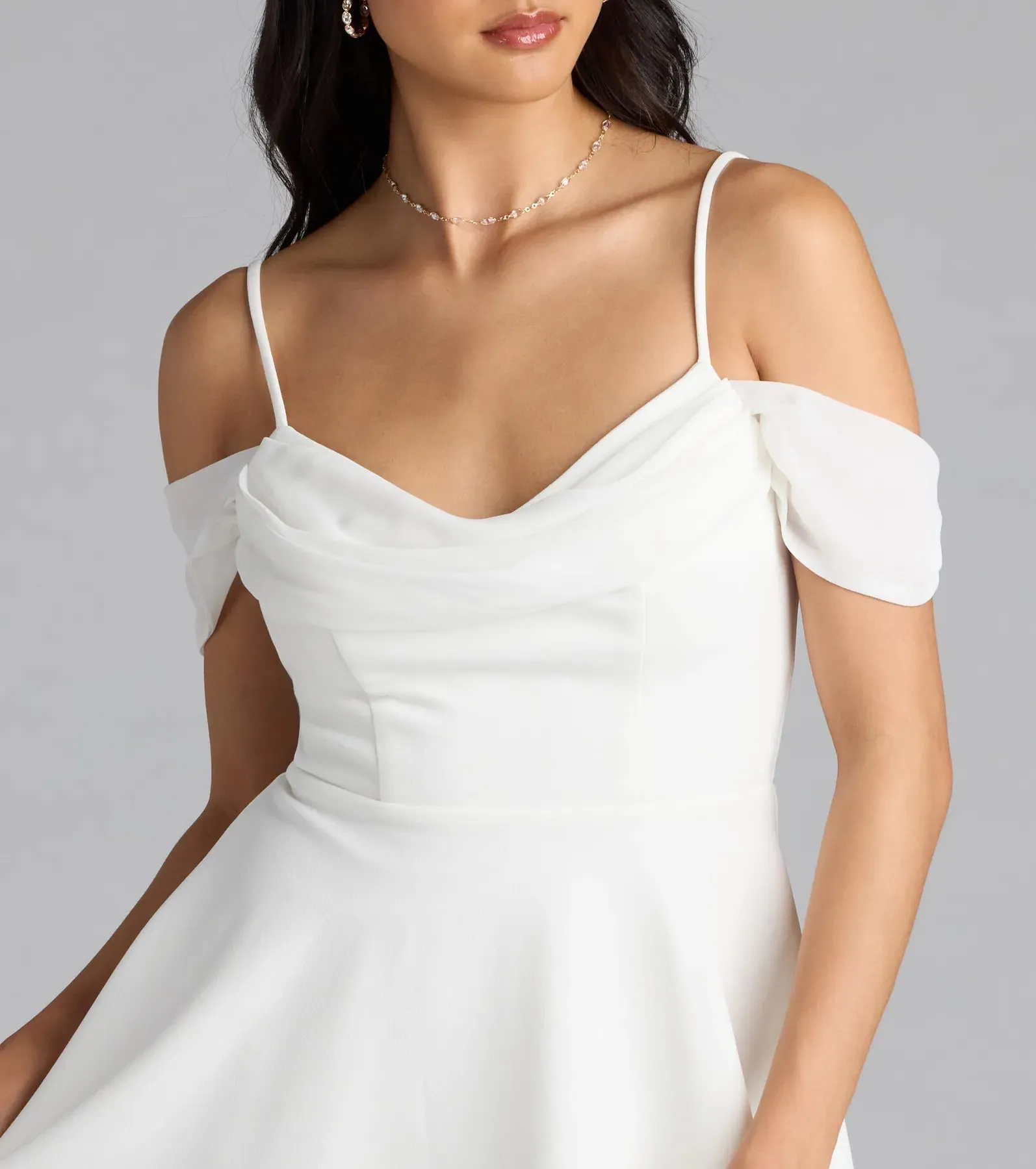 Sweet Touch Cold Shoulder Crepe Skater Dress sold by Windsor product image thumbnail 4
