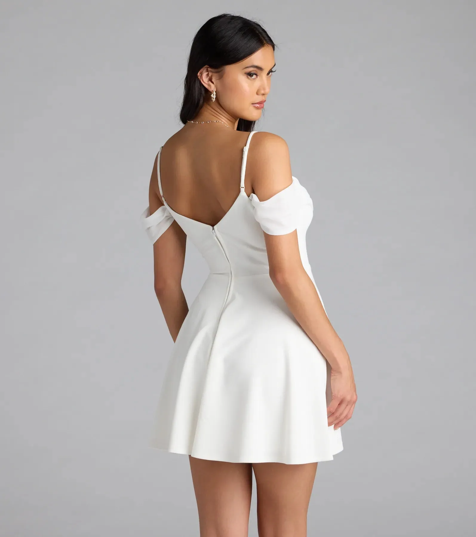 Sweet Touch Cold Shoulder Crepe Skater Dress sold by Windsor product image thumbnail 2