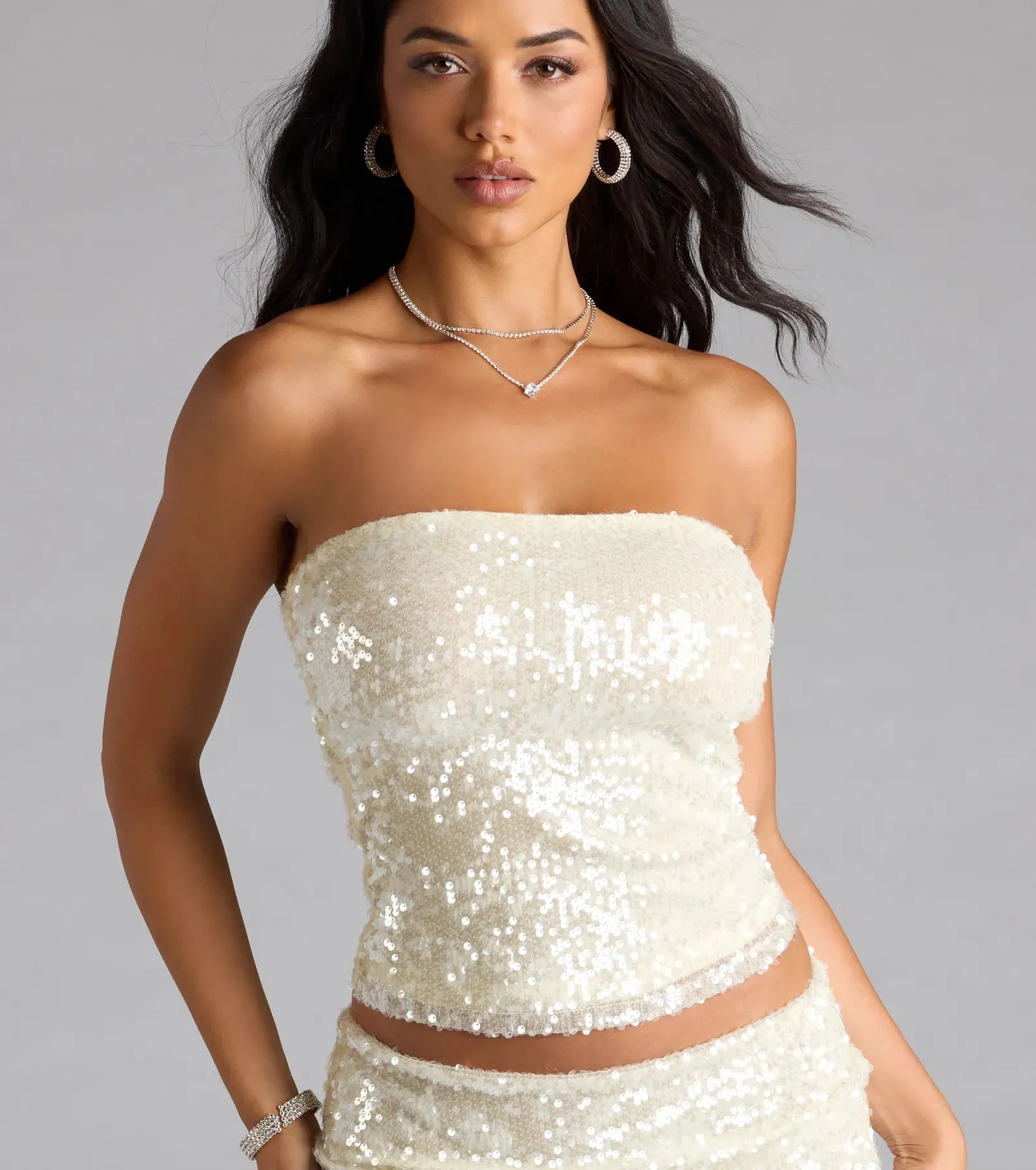 High Shine Sequin Tube Top sold by Windsor product image thumbnail 4