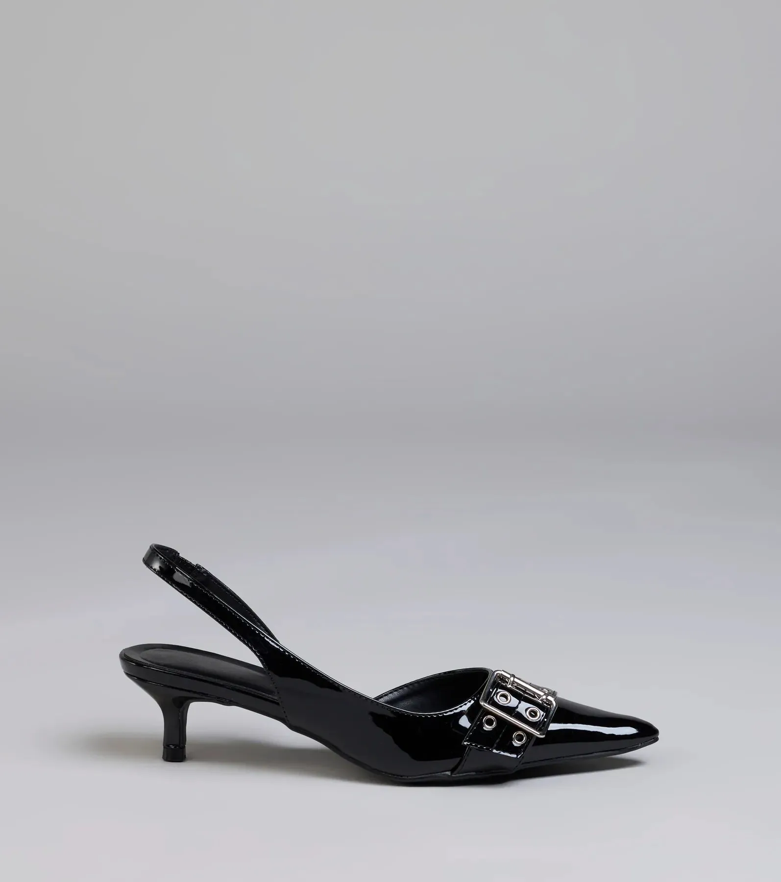 Sleek Trendy Buckle Strap Slingback Kitten Heels sold by Windsor product image thumbnail 2