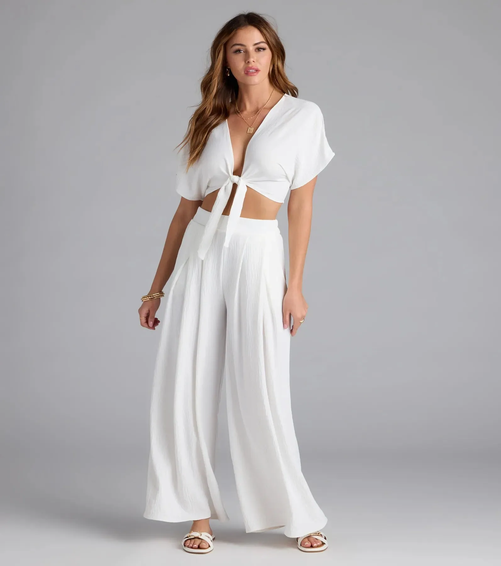 Weekend Vibes Tie-Front Crop Top sold by Windsor product image thumbnail 3