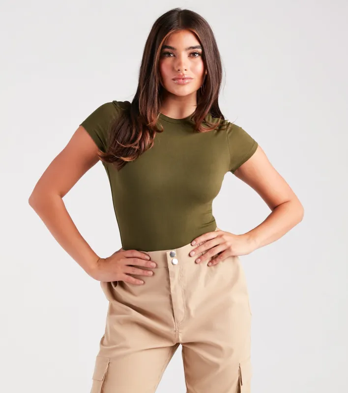 PLACEHOLDER - Casually Cute Basic Short Sleeve Bodysuit sold by Windsor