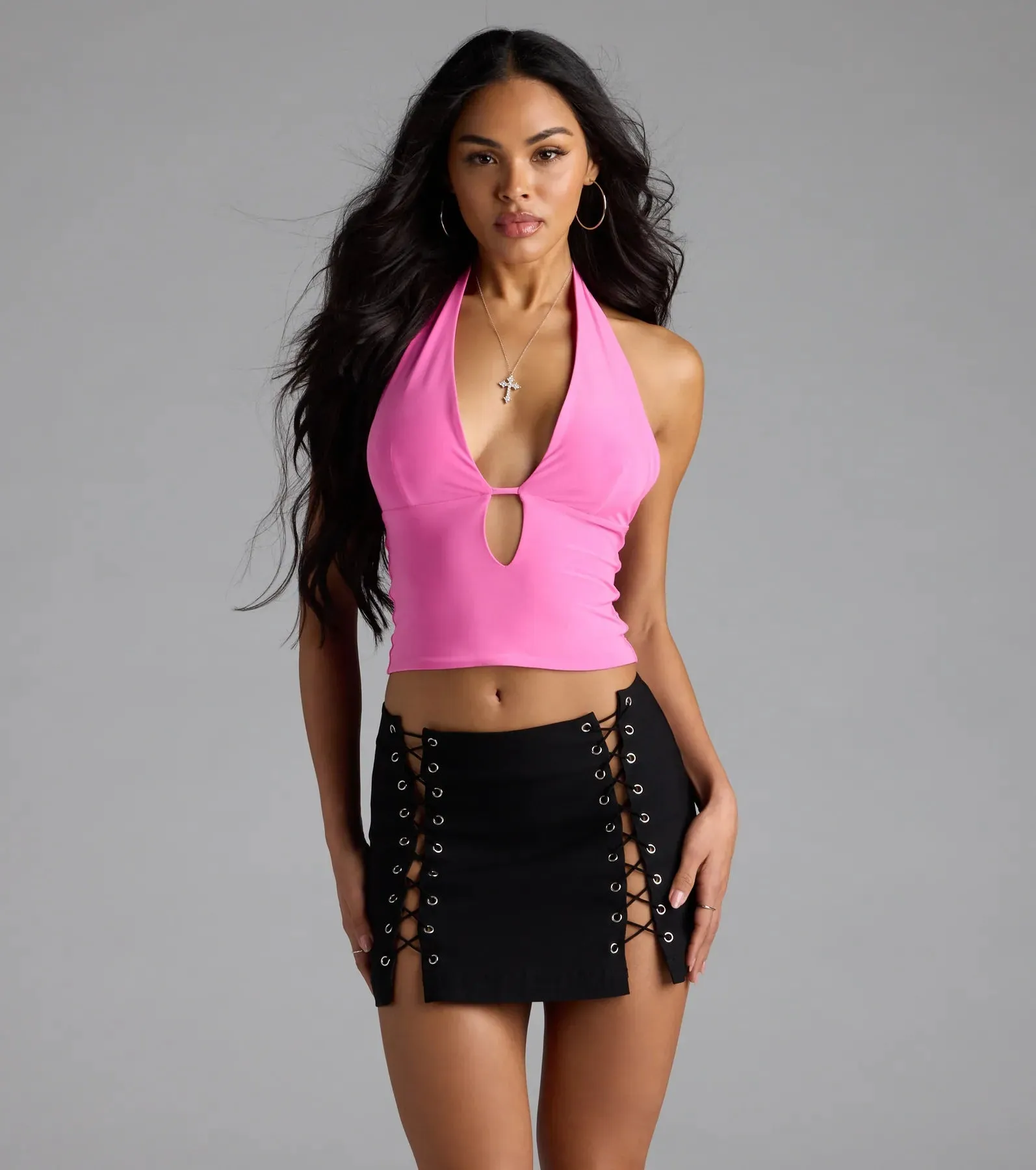 Paint The Town Lace-Up Mini Skort sold by Windsor