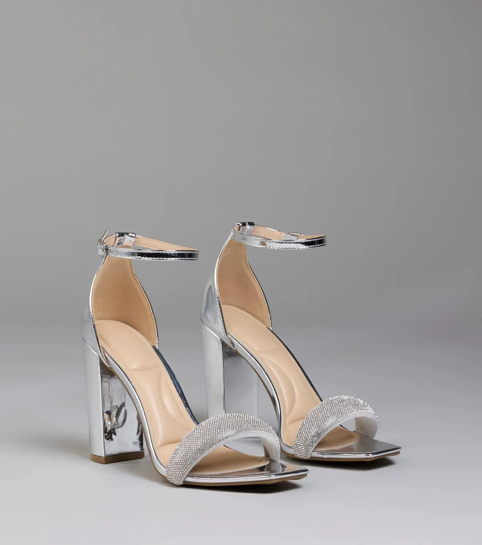 Bling On The Sparkle Rhinestone Metallic Block Heels sold by Windsor