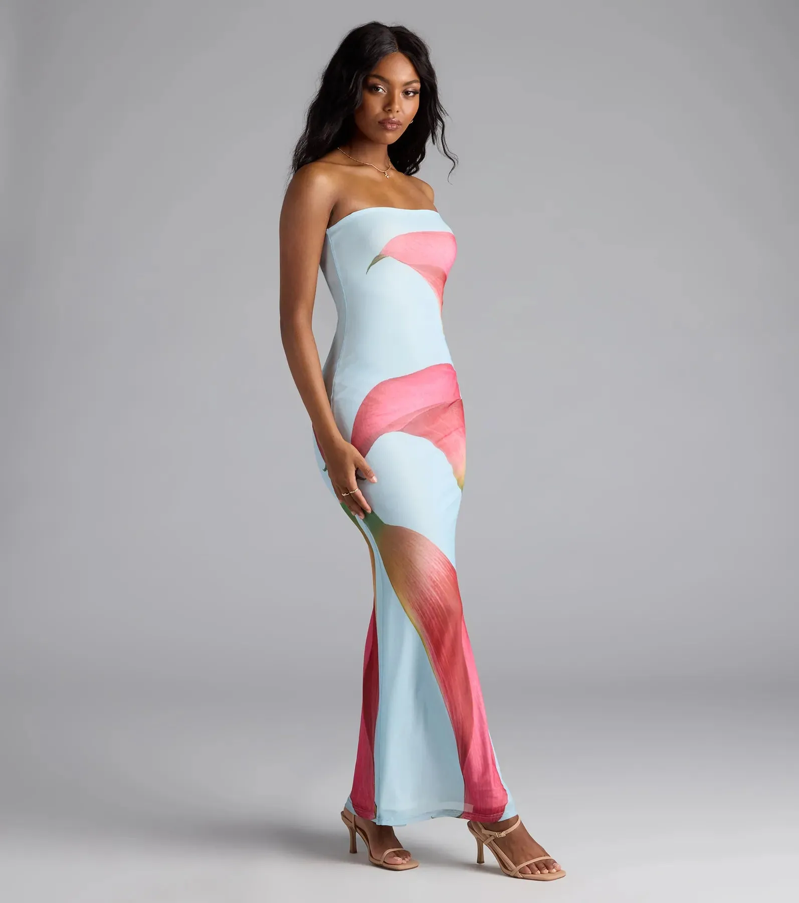 Beauty So Bold Floral Mesh Maxi Dress sold by Windsor product image thumbnail 4